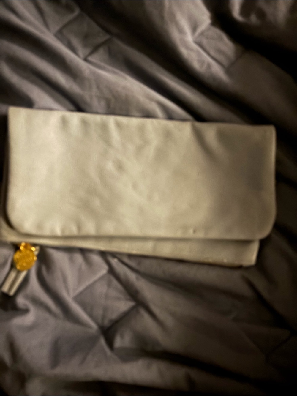 Minimal Leather Fold-Over Clutch in Light Blue; NWOT; AS IS